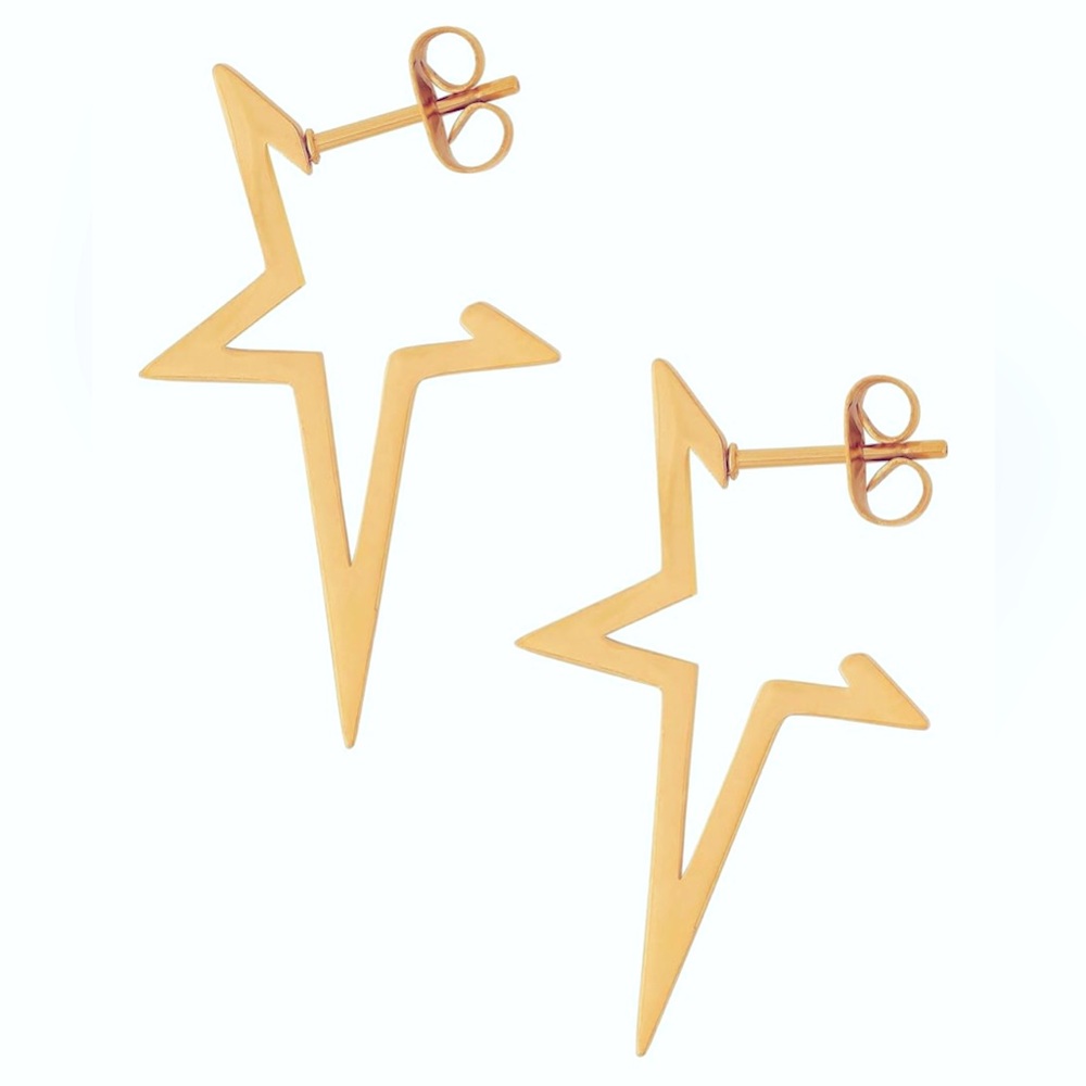 Gorgeous Dillards 18kt Gold Vermeil Spiked Star Hoop Earrings